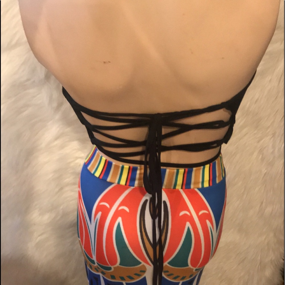 Two pieces sexy top with colorful long skirt. - Picture 5 of 8